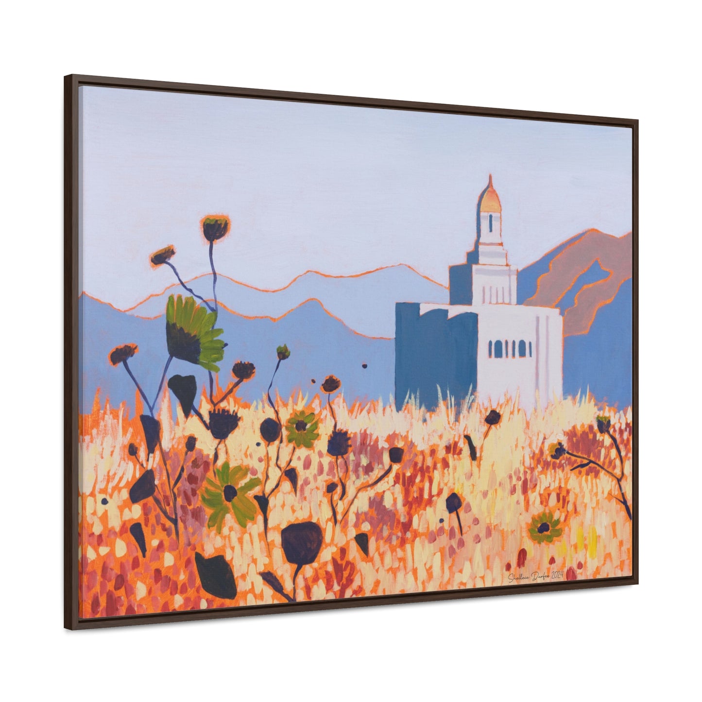 Stretched Canvas Print in Wood Frame--Deseret Peak Temple by Shellece Durfee