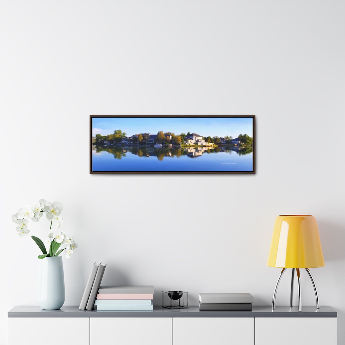 Stretched Canvas Wrap in Wood Frame, Blue Sky Reflection on Stansbury Lake, by Rod Walgamott