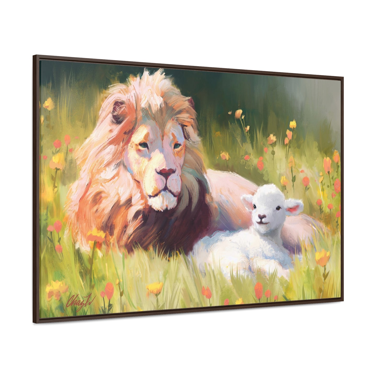 Stretched Canvas Print in Wood Frame, The Lamb and the Lion, by Chaz Walgamott