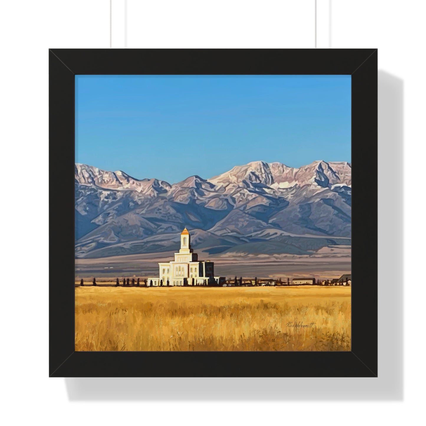 Premium Matte Print--Framed, Deseret Peak Temple and Deseret Peak, by Rod Walgamott
