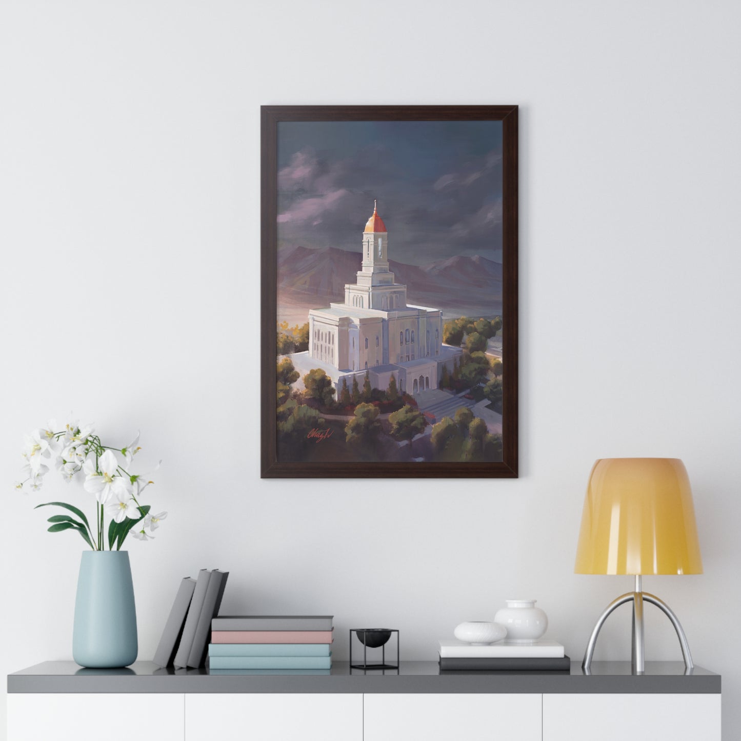 Framed Matte Print, Deseret Peak Temple--After the Storm, by Chaz Walgamott