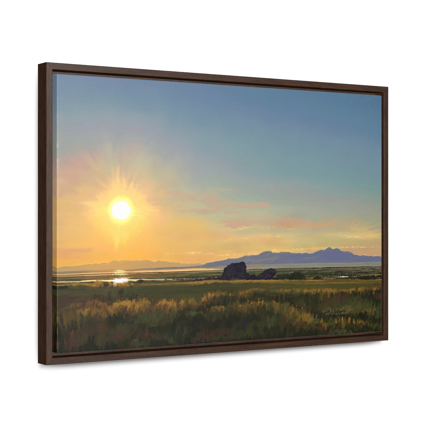 Canvas Wrap in Wood Frame, Adobe Rock Sunset, by Rod Walgamott