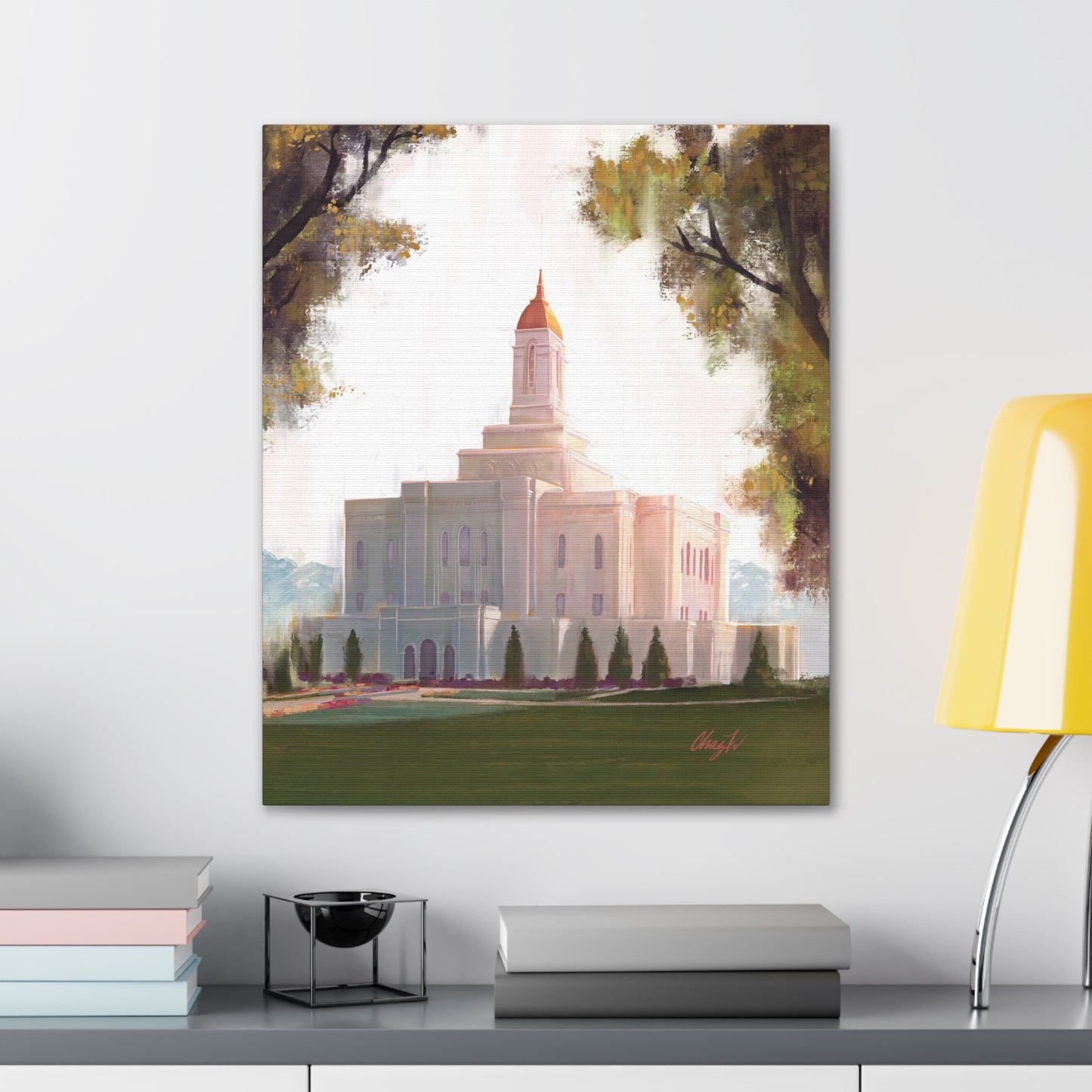 Canvas Gallery Wrap, Deseret Peak Temple-Golden, by Chaz Walgamott