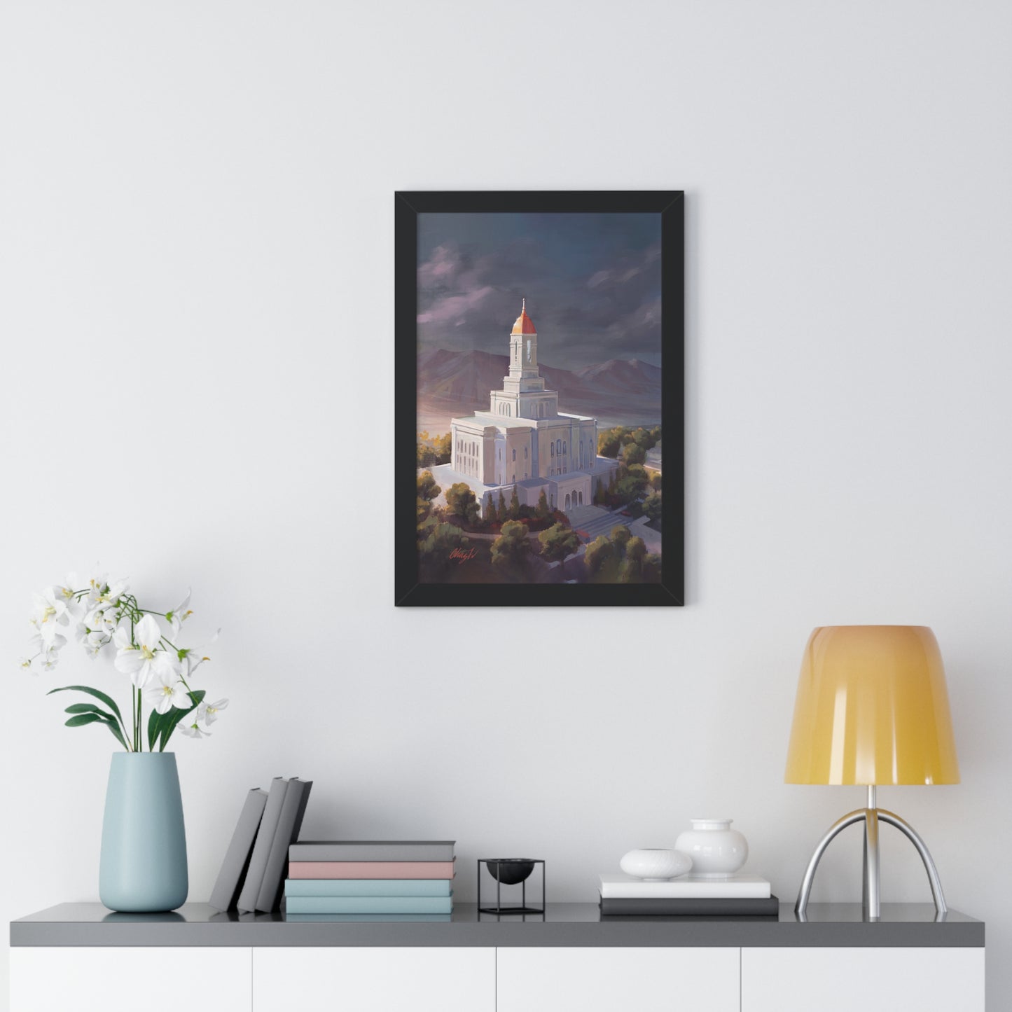 Framed Matte Print, Deseret Peak Temple--After the Storm, by Chaz Walgamott