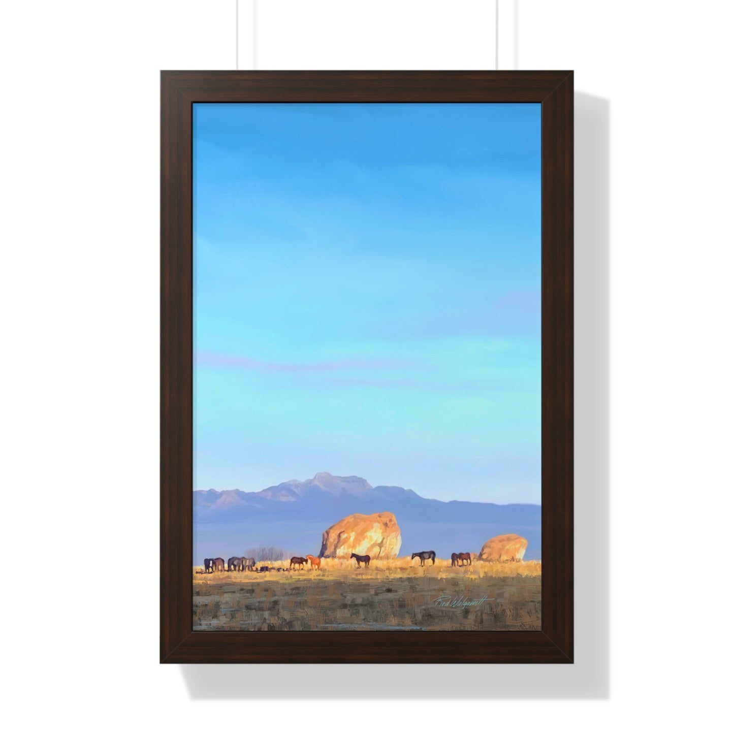 Framed Matte Print, Horses at Adobe Rock, by Rod Walgamott