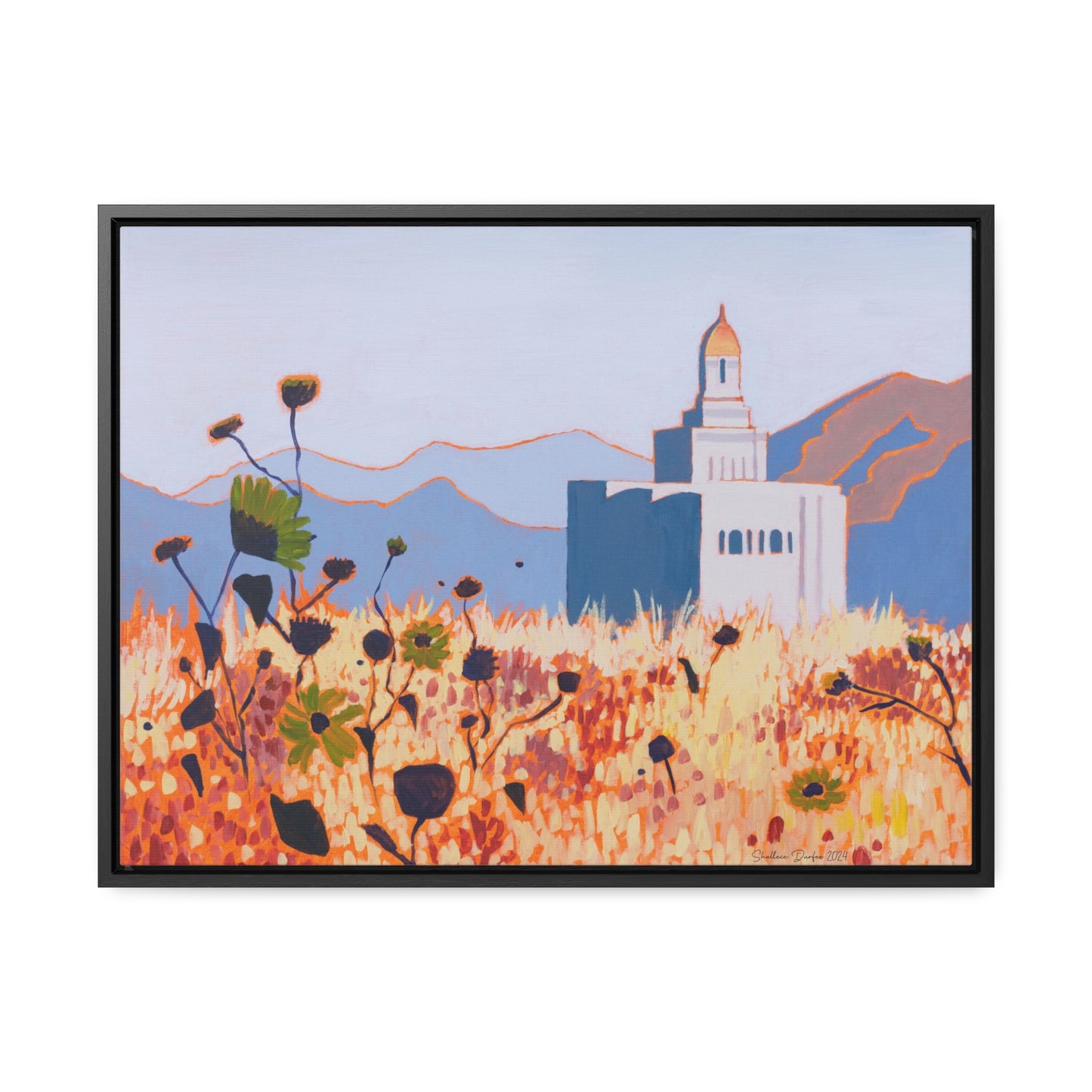 Stretched Canvas Print in Wood Frame--Deseret Peak Temple by Shellece Durfee