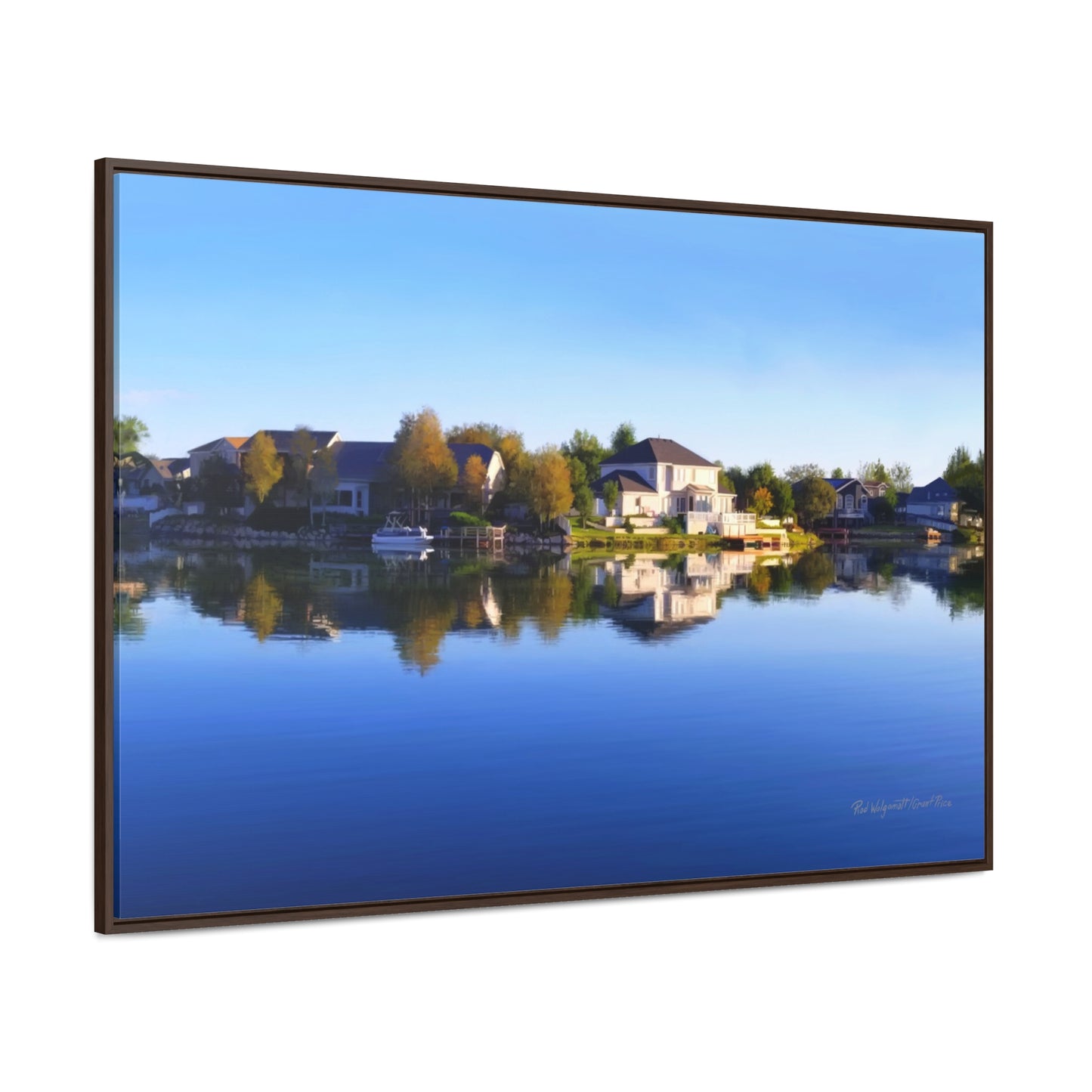 Stretched Canvas Wrap in Wood Frame, Blue Sky Reflection on Stansbury Lake, by Rod Walgamott