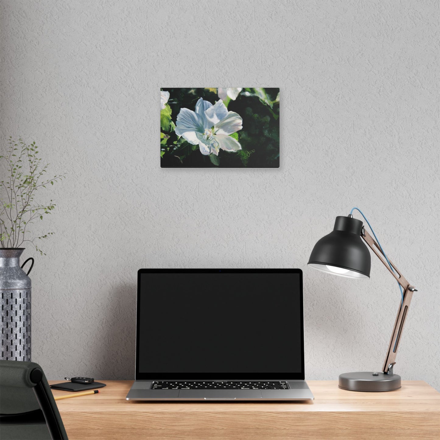 Classic Stretched Canvas, White Rose of Sharon by Jane Autry