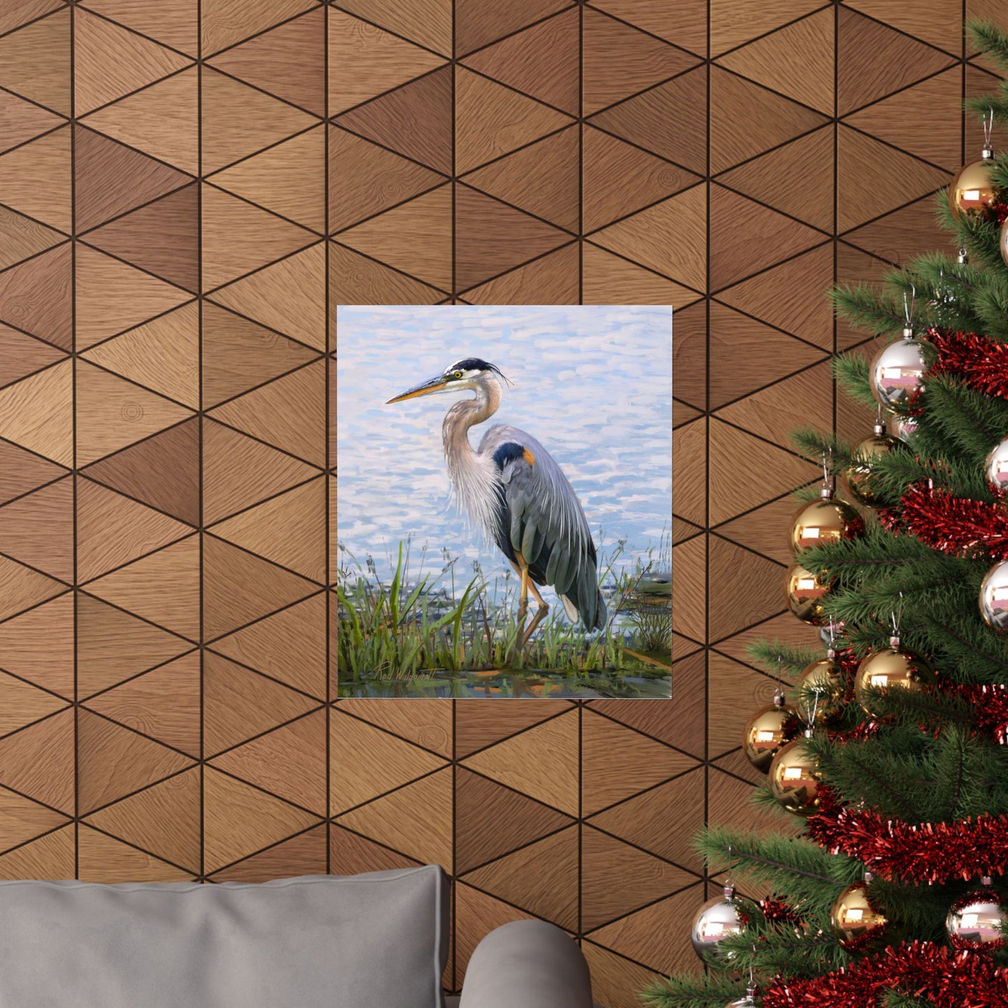 Premium Matte Print, Blue Heron at Stansbury Lake, by Rod Walgamott