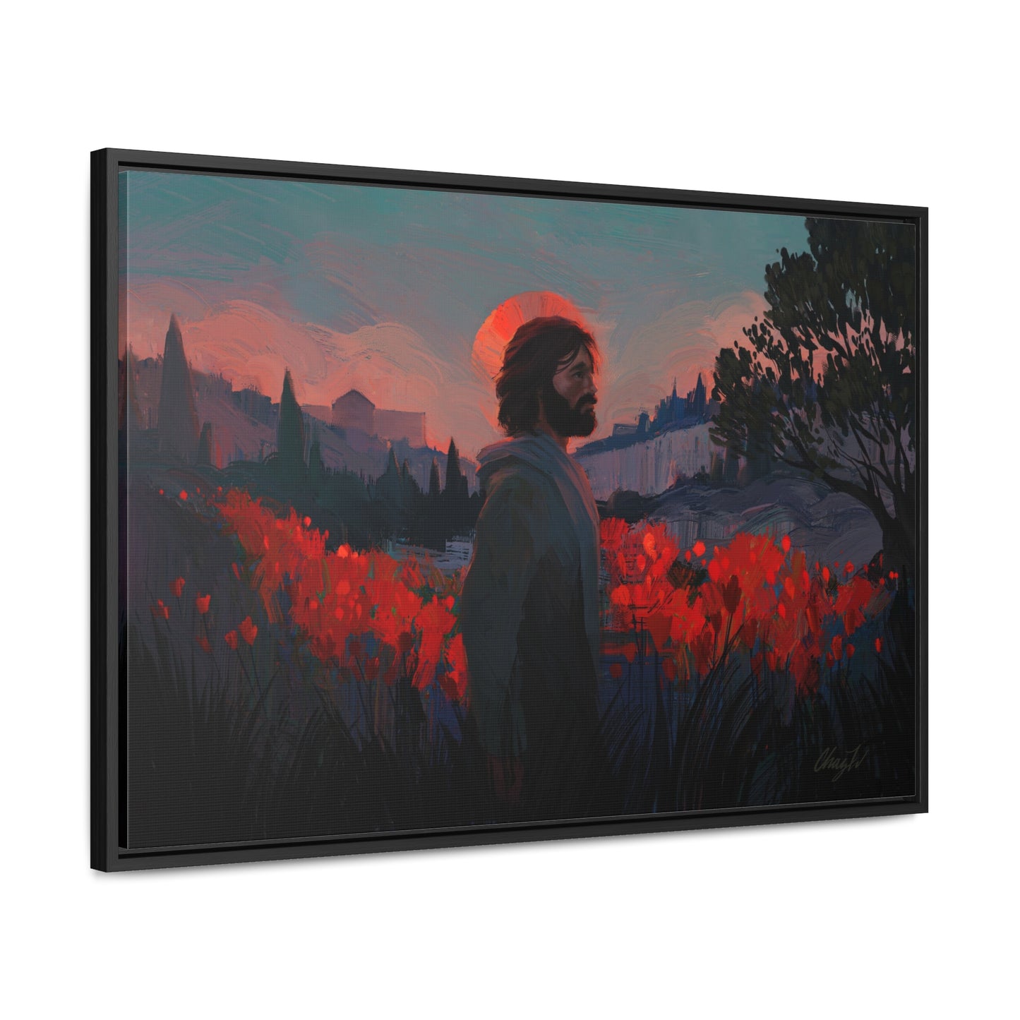 Stretched Canvas Print in Wood Frame, "Though as Scarlet" by Chaz Walgamott