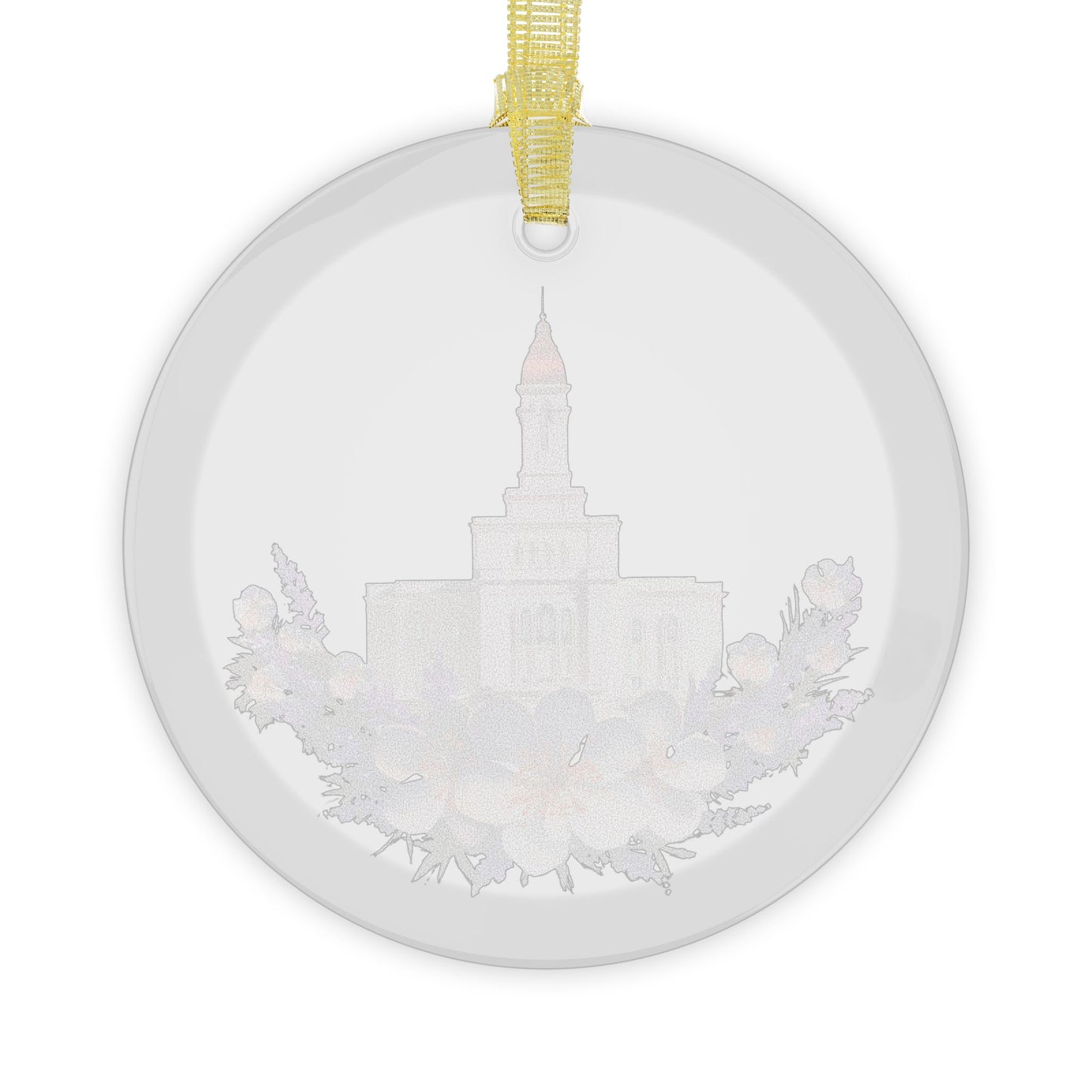 Glass Ornaments, Deseret Peak Temple with Floral Wreath
