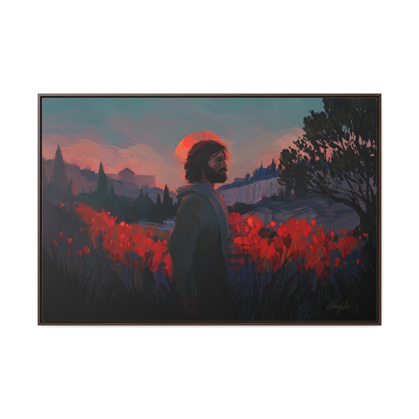 Stretched Canvas Print in Wood Frame, "Though as Scarlet" by Chaz Walgamott