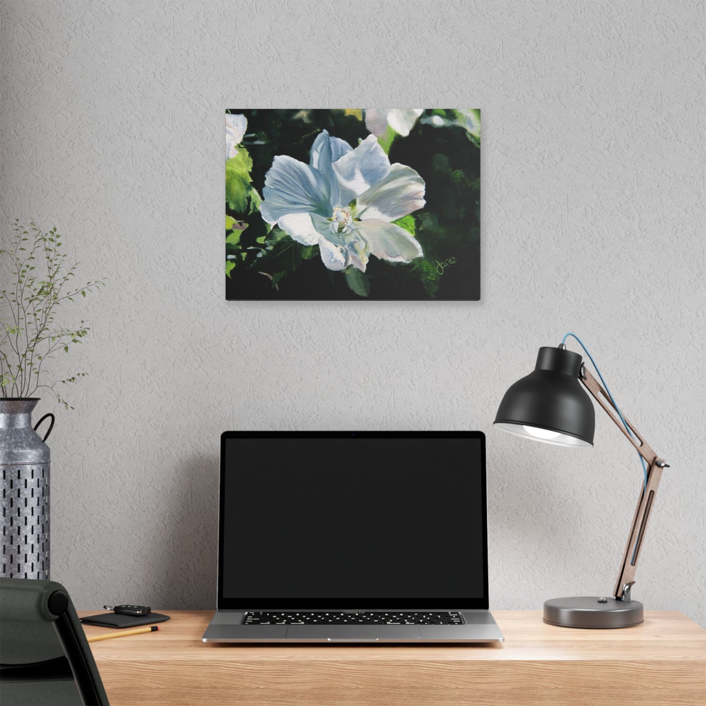 Classic Stretched Canvas, White Rose of Sharon by Jane Autry