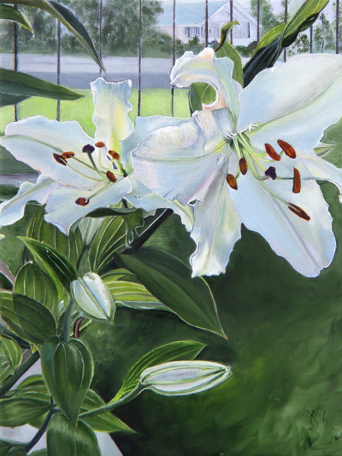 Luscious Lilies, by Jane Autry, Archival Print, Embellished and Framed