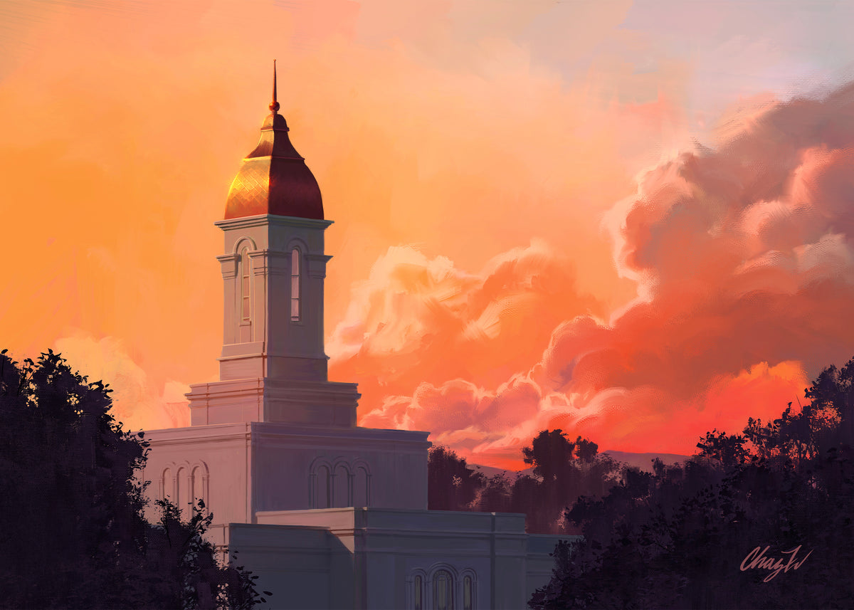 Deseret Peak Temple--Sunset, by Chaz Walgamott