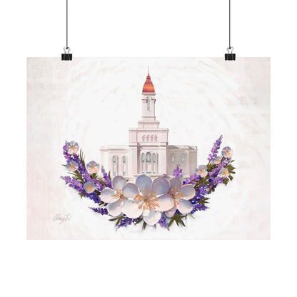 Premium Matte Print--Deseret Peak Temple--Floral Wreath, by Chaz Walgamott