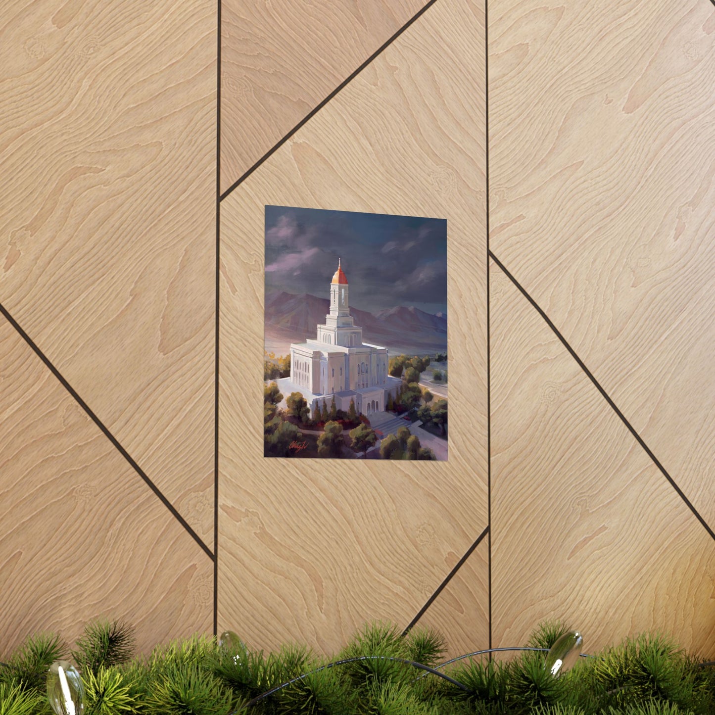 Premium Matte Paper Print, Deseret Peak Temple, After the Storm, by Chaz Walgamott