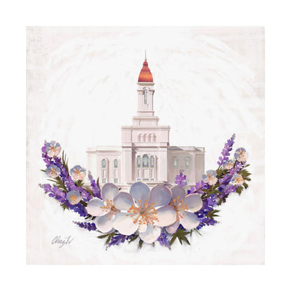 Premium Matte Print--Deseret Peak Temple--Floral Wreath, by Chaz Walgamott