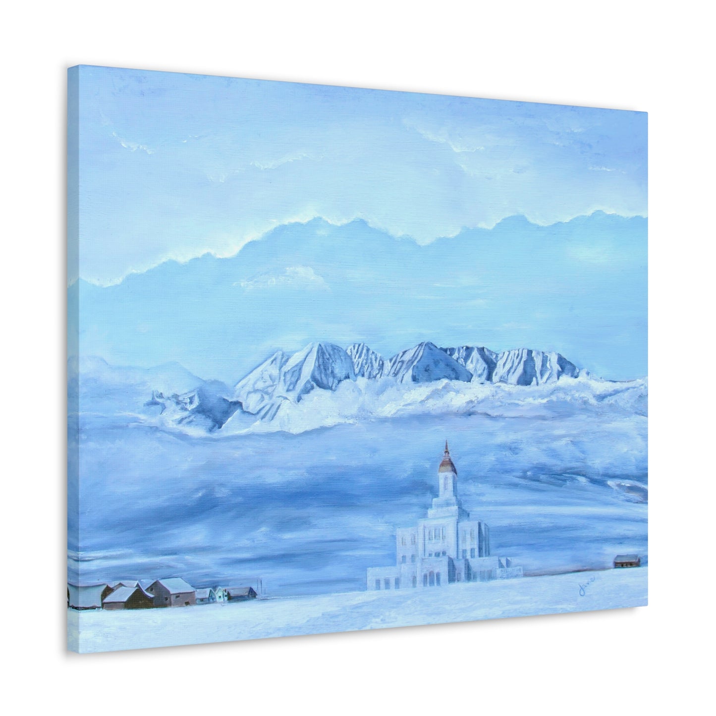 Deseret Peak Temple--Hope in the Bleak of Winter, by Jane Autry, Canvas Gallery Wrap