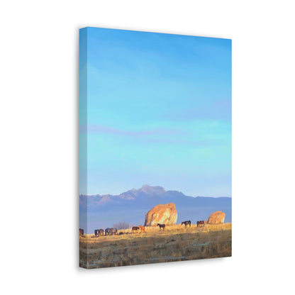 Canvas Gallery Wrap-Horses at Adobe Rock by Rod Walgamott
