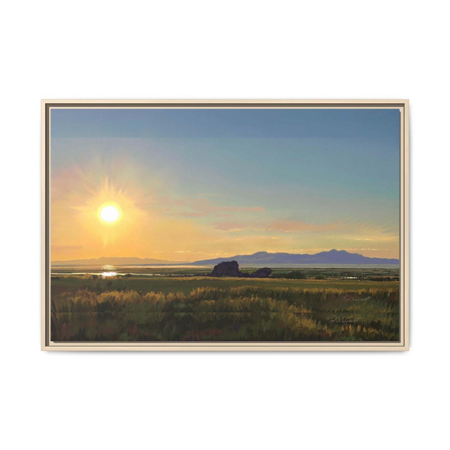 Framed Matte Canvas Print — Adobe Rock Sunset by Rod Walgamott