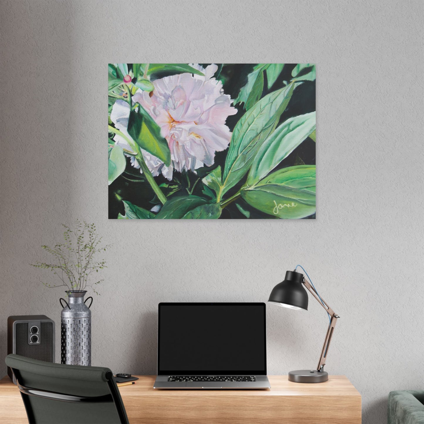Classic Stretched Canvas, Shy Peone by Jane Autry