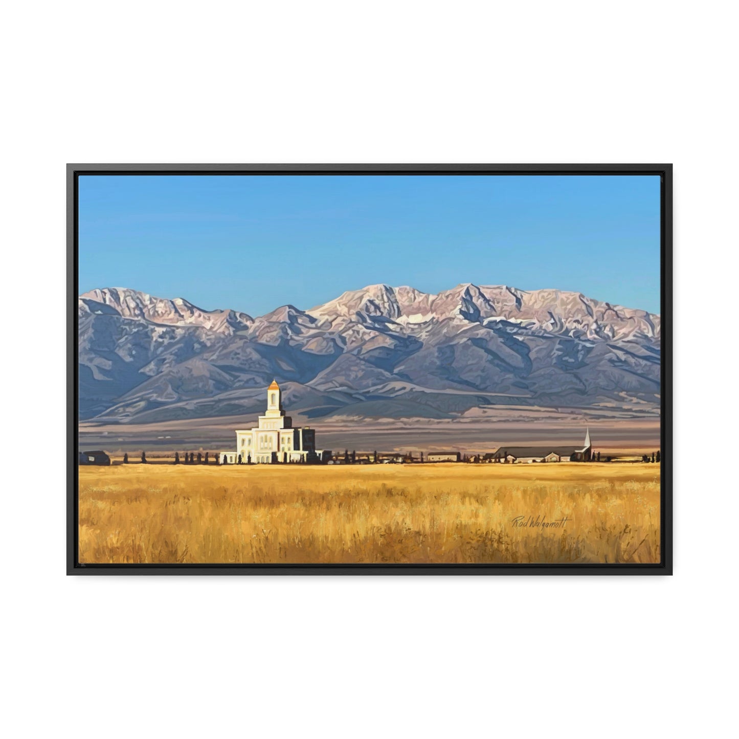 Stretched Canvas Wrap in Wood Frame, Deseret Peak Temple and Deseret Peak, by Rod Walgamott