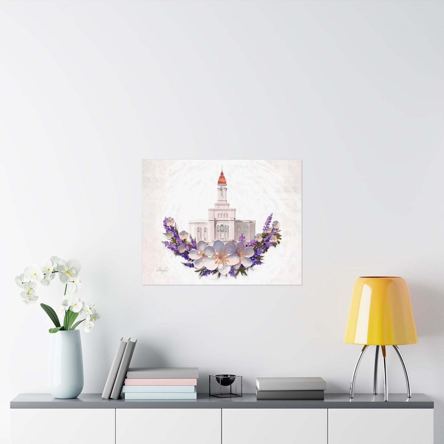 Premium Matte Print--Deseret Peak Temple--Floral Wreath, by Chaz Walgamott