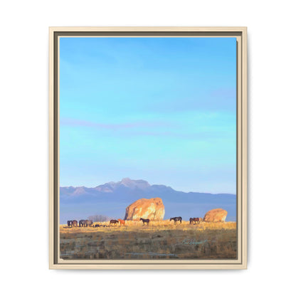Framed Matte Canvas Print — Horses at Adobe by Rod Walgamott