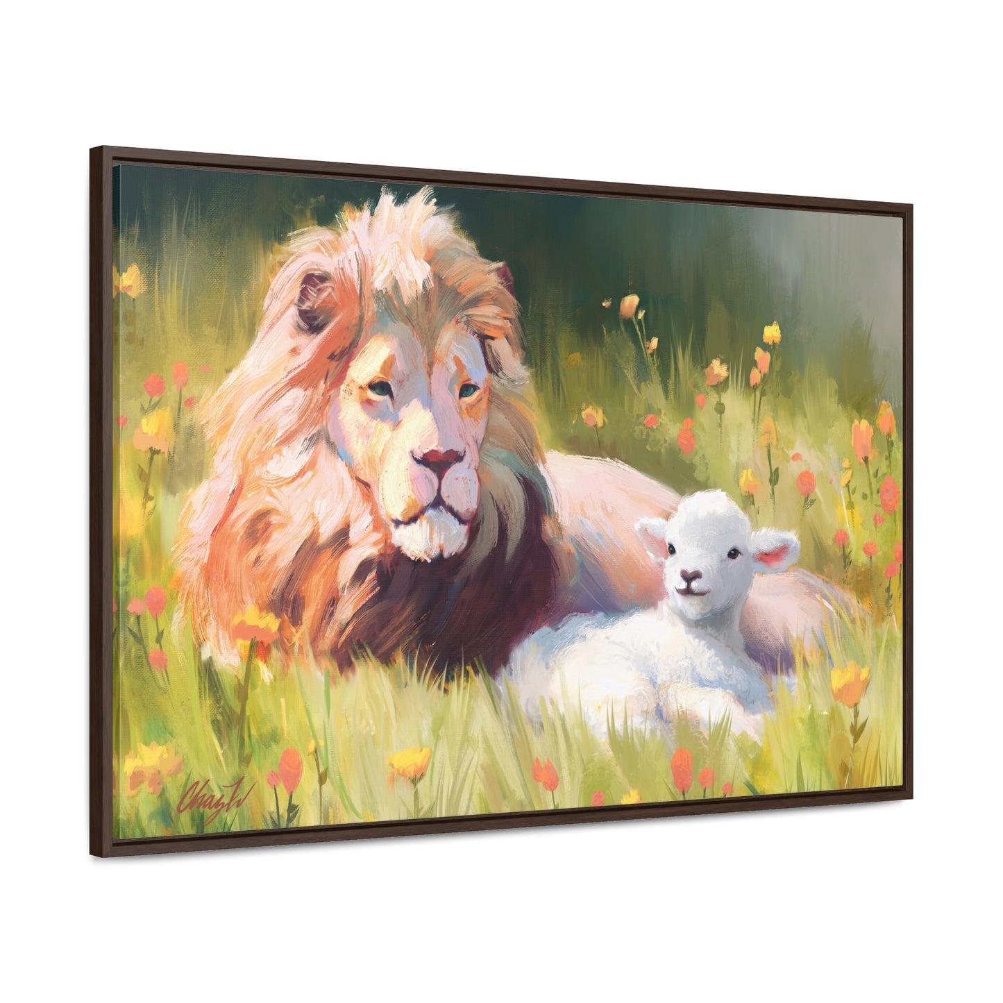 Stretched Canvas Print in Wood Frame, The Lamb and the Lion, by Chaz Walgamott