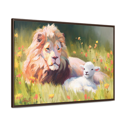 Stretched Canvas Print in Wood Frame, The Lamb and the Lion, by Chaz Walgamott