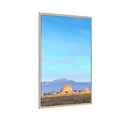 Framed Matte Canvas Print — Horses at Adobe by Rod Walgamott