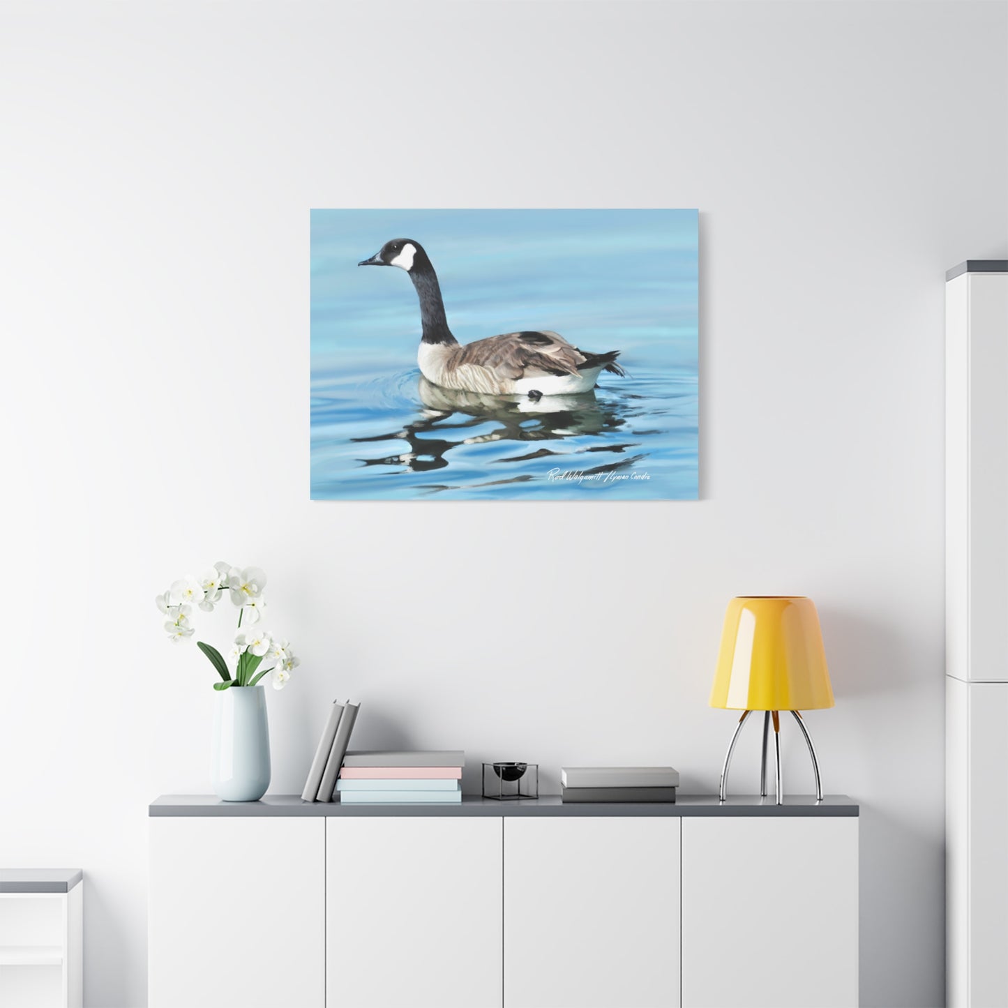 Canvas Gallery Wrap, Canada Goose on Stansbury Lake , by  Rod Walgamott