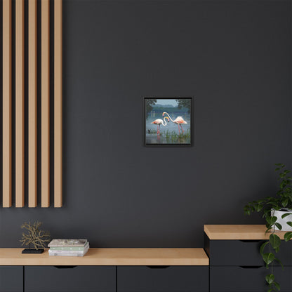 Framed Flamingo Canvas Art – Flamingo Dance by Rod Walgamott