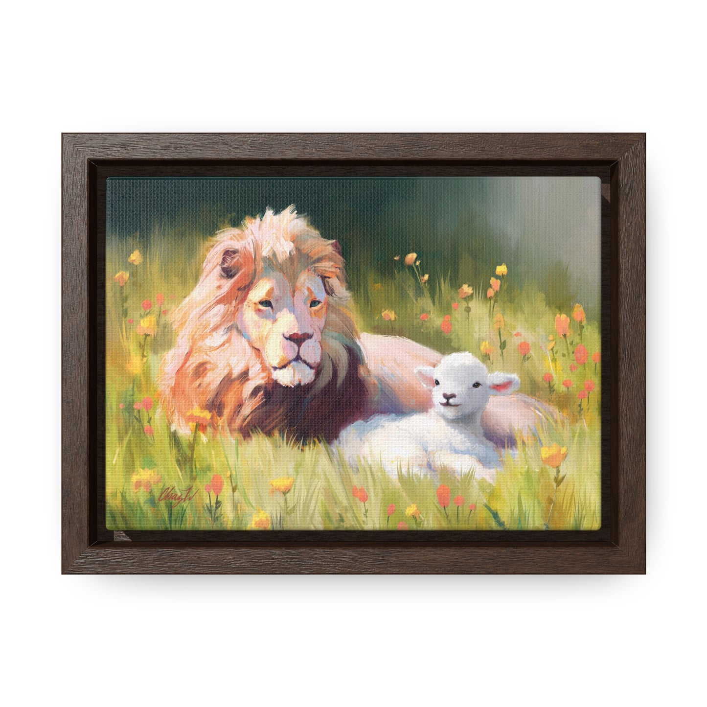 Stretched Canvas Print in Wood Frame, The Lamb and the Lion, by Chaz Walgamott