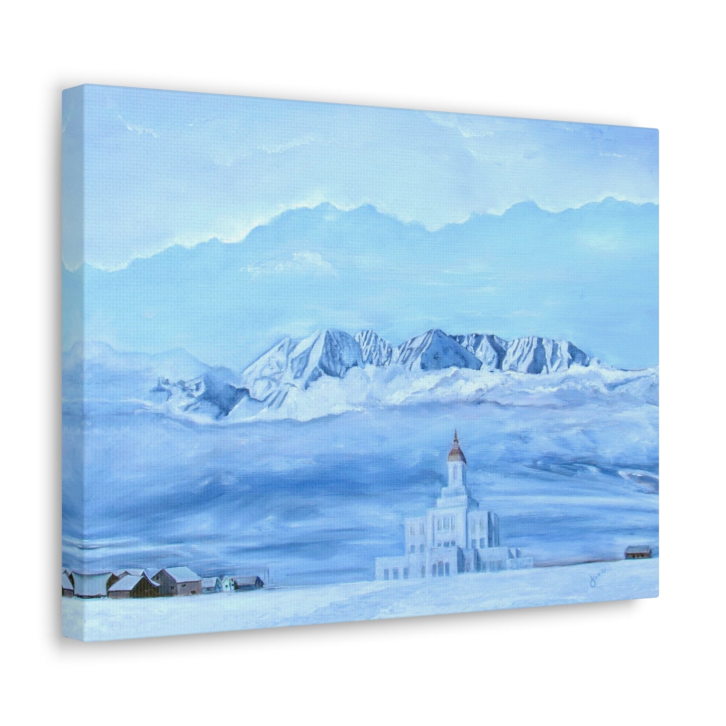 Deseret Peak Temple--Hope in the Bleak of Winter, by Jane Autry, Canvas Gallery Wrap