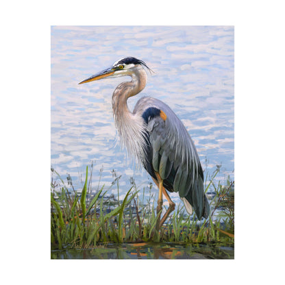 Premium Matte Print, Blue Heron at Stansbury Lake, by Rod Walgamott