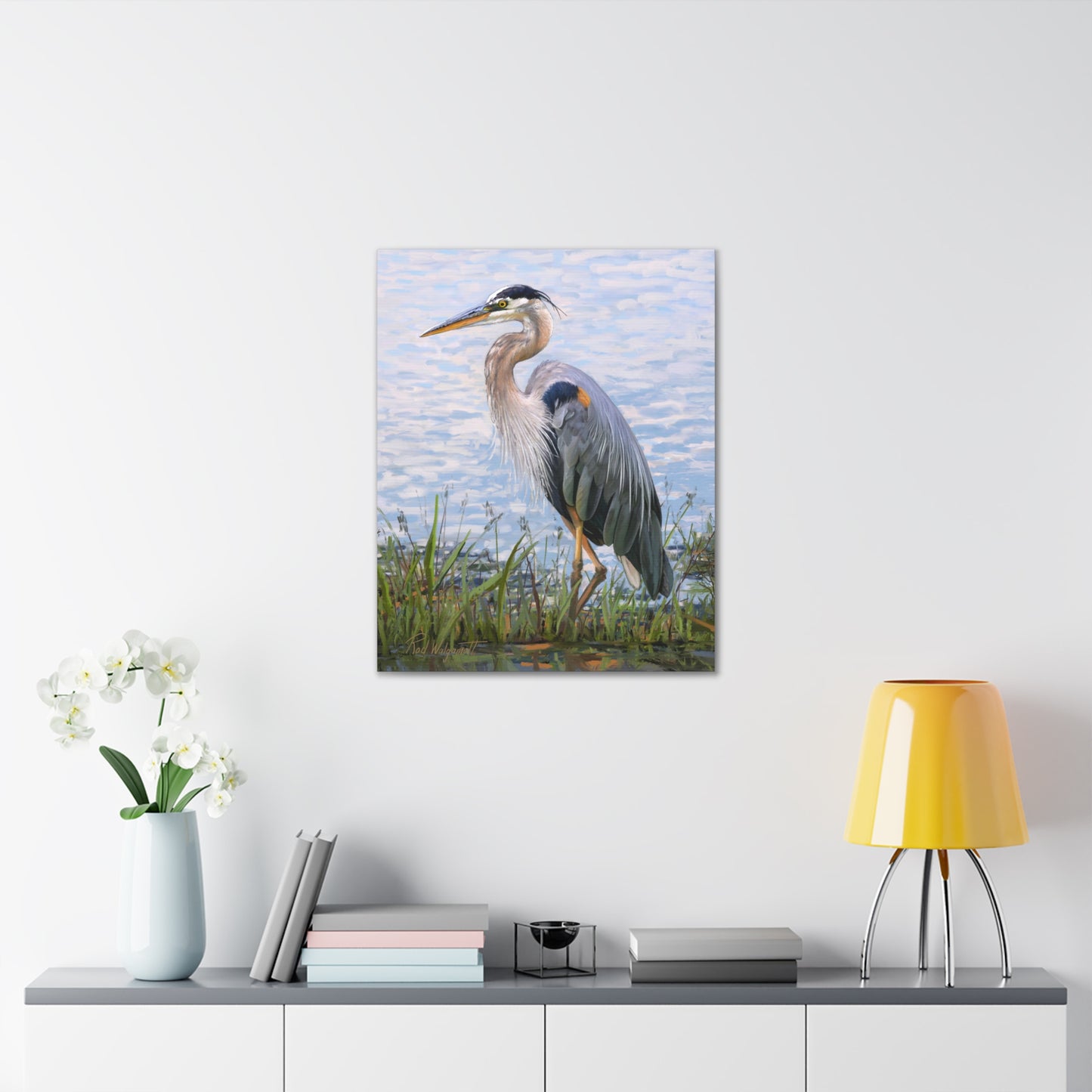 Gallery Wrap Canvas, Blue Heron at Stansbury Lake by Rod Walgamott
