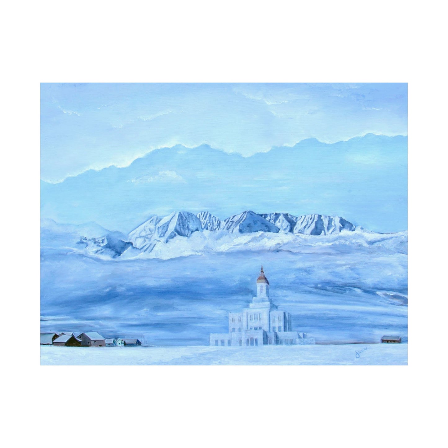 Premium Matte Print, Deseret Peak Temple--Hope in the Bleak of Winter, by Jane Autry