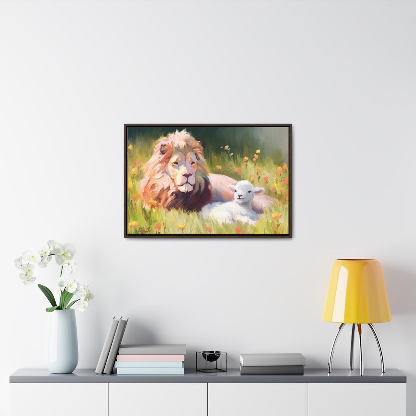 Stretched Canvas Print in Wood Frame, The Lamb and the Lion, by Chaz Walgamott
