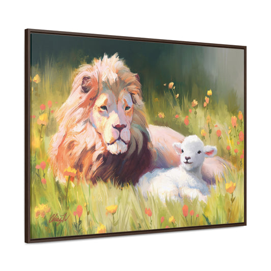 Stretched Canvas Print in Wood Frame, The Lamb and the Lion, by Chaz Walgamott