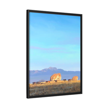 Framed Matte Canvas Print — Horses at Adobe by Rod Walgamott