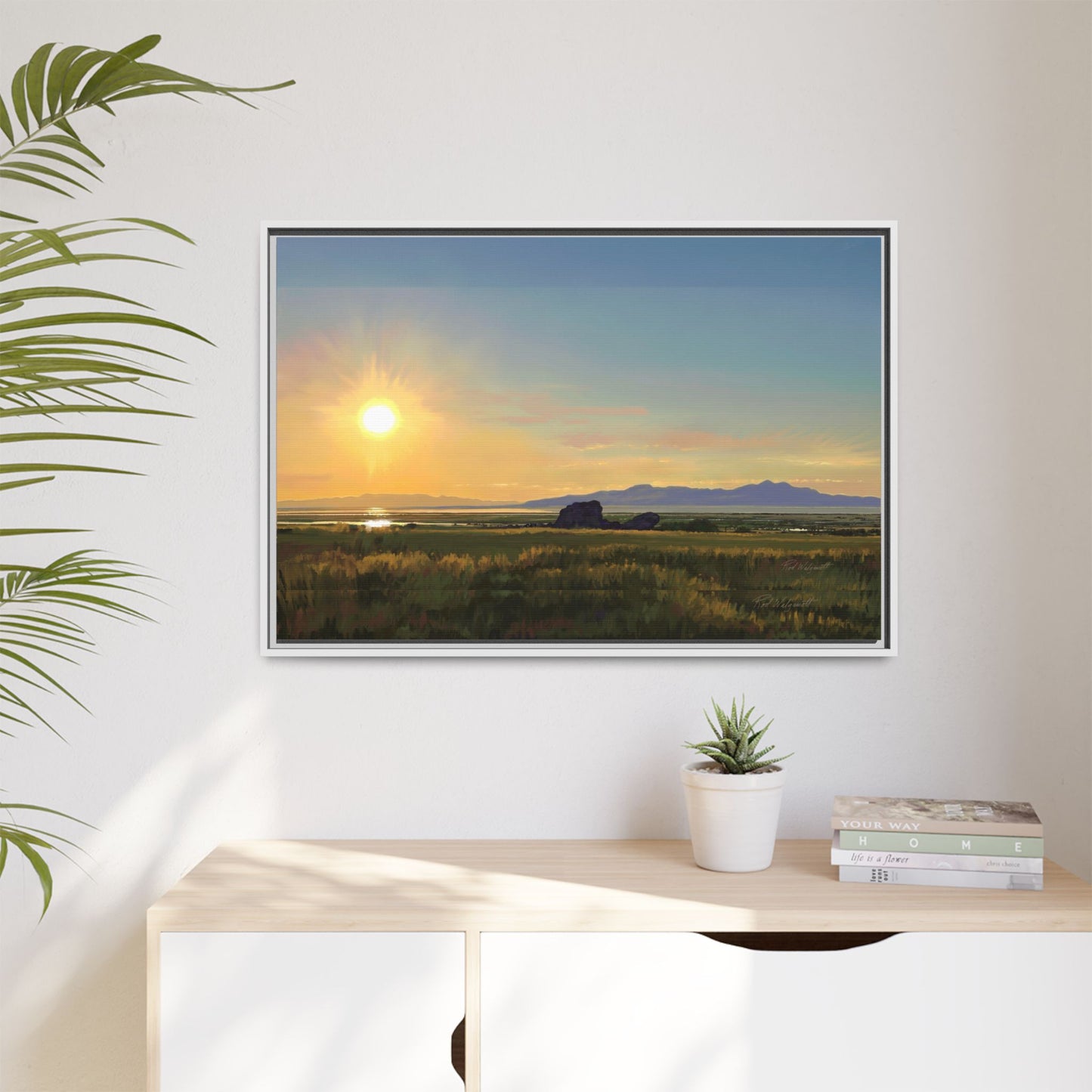 Framed Matte Canvas Print — Adobe Rock Sunset by Rod Walgamott