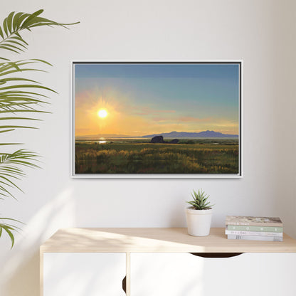 Framed Matte Canvas Print — Adobe Rock Sunset by Rod Walgamott