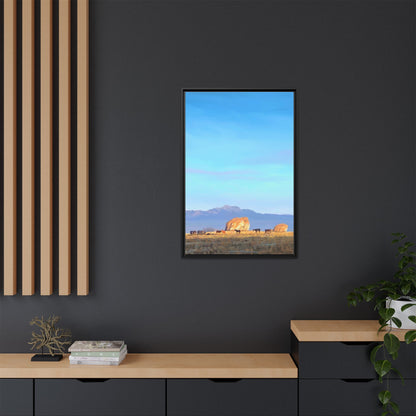 Framed Matte Canvas Print — Horses at Adobe by Rod Walgamott