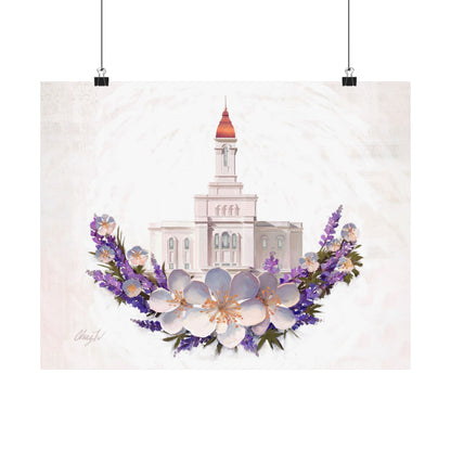 Premium Matte Print--Deseret Peak Temple--Floral Wreath, by Chaz Walgamott