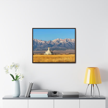 Stretched Canvas Wrap in Wood Frame, Deseret Peak Temple and Deseret Peak, by Rod Walgamott