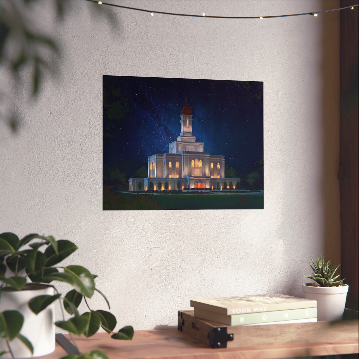 Premium Matte Print--Deseret Peak Temple--Night Sky, by Chaz Walgamott