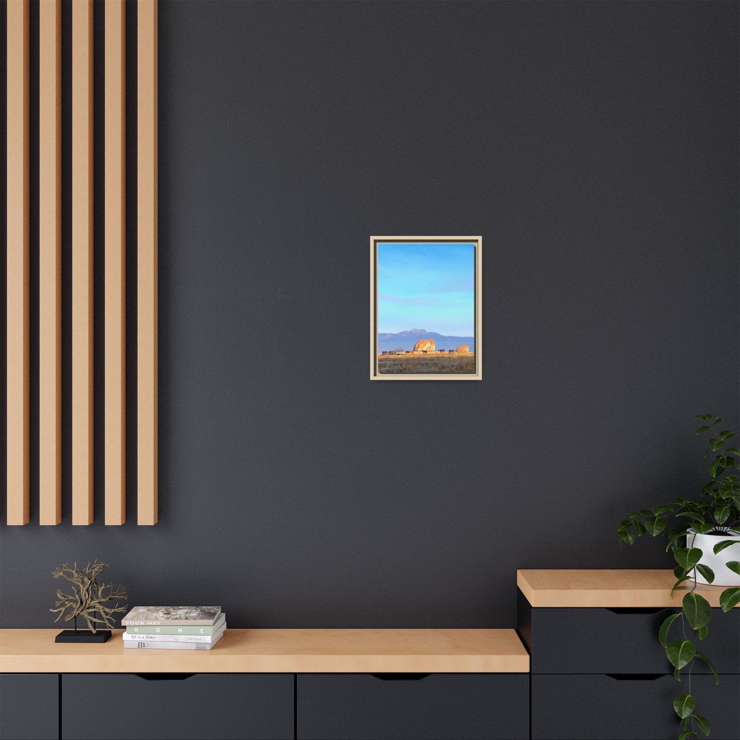 Framed Matte Canvas Print — Horses at Adobe by Rod Walgamott