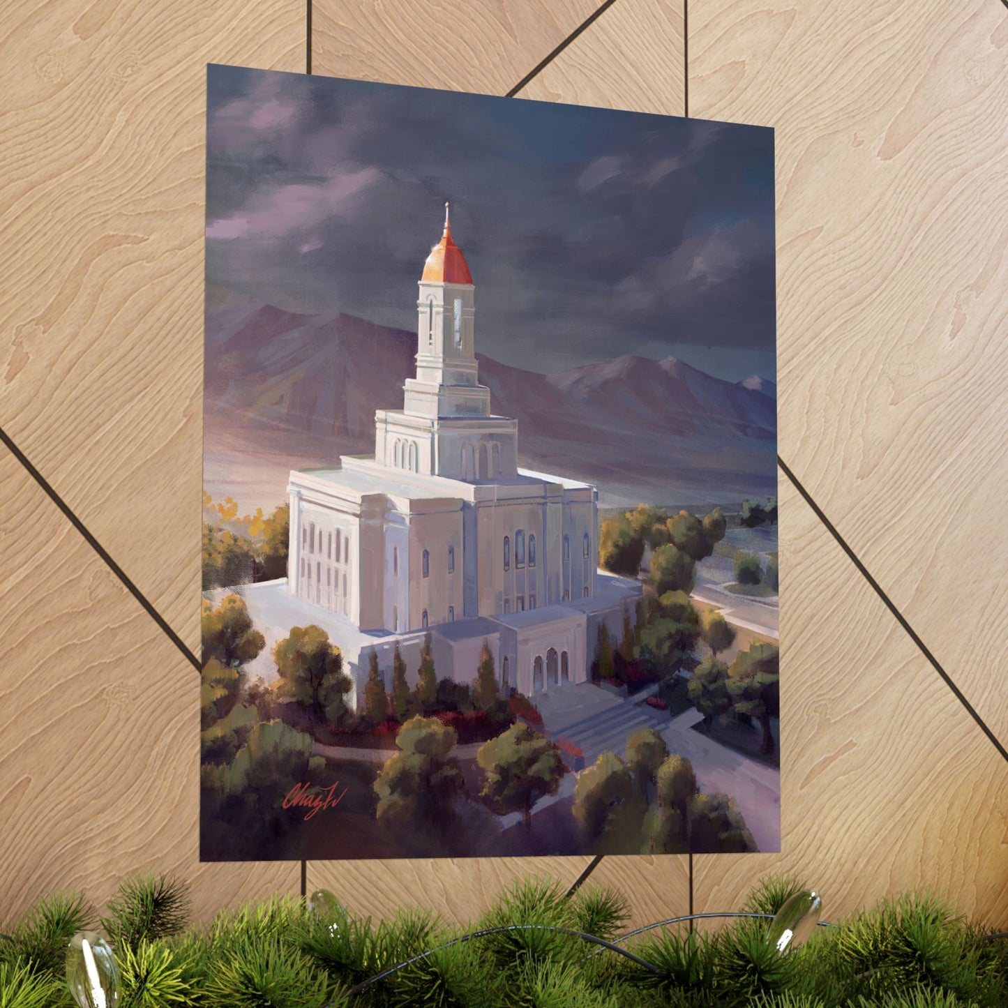 Premium Matte Paper Print, Deseret Peak Temple, After the Storm, by Chaz Walgamott